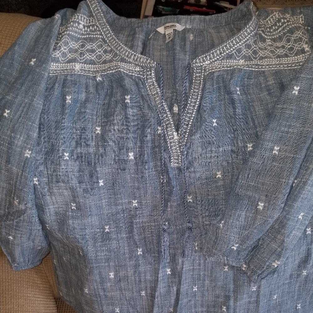 Super fun - linen look - 3/4 sleeve blouse